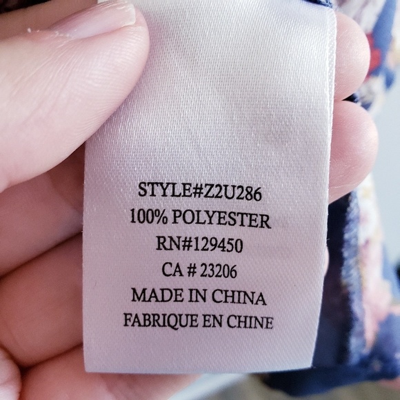 Como Vintage Top XS Floral Bell Sleeve Blue Blouse - Picture 6 of 6